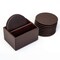 Dacasso Chocolate Brown Leather 10 Round Coaster Set with Holder AG-3435 - alternate 4